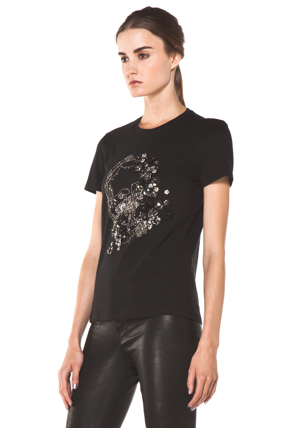 Alexander McQueen Embroidered Tee in Black | FWRD