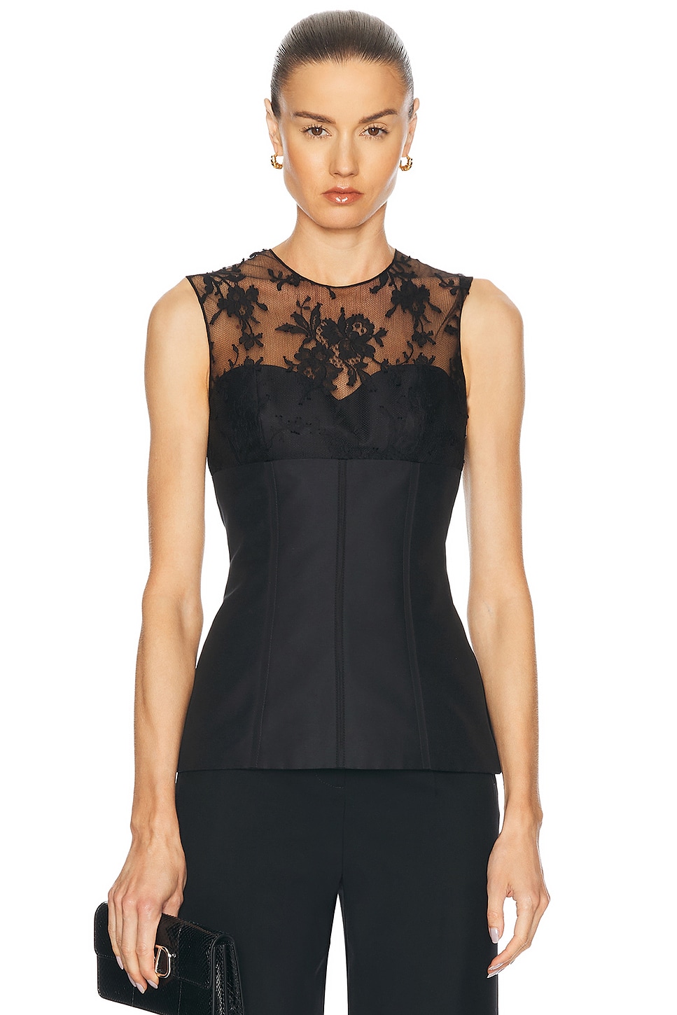 Image 1 of McQueen Lace Ottoman Corset Top in Black