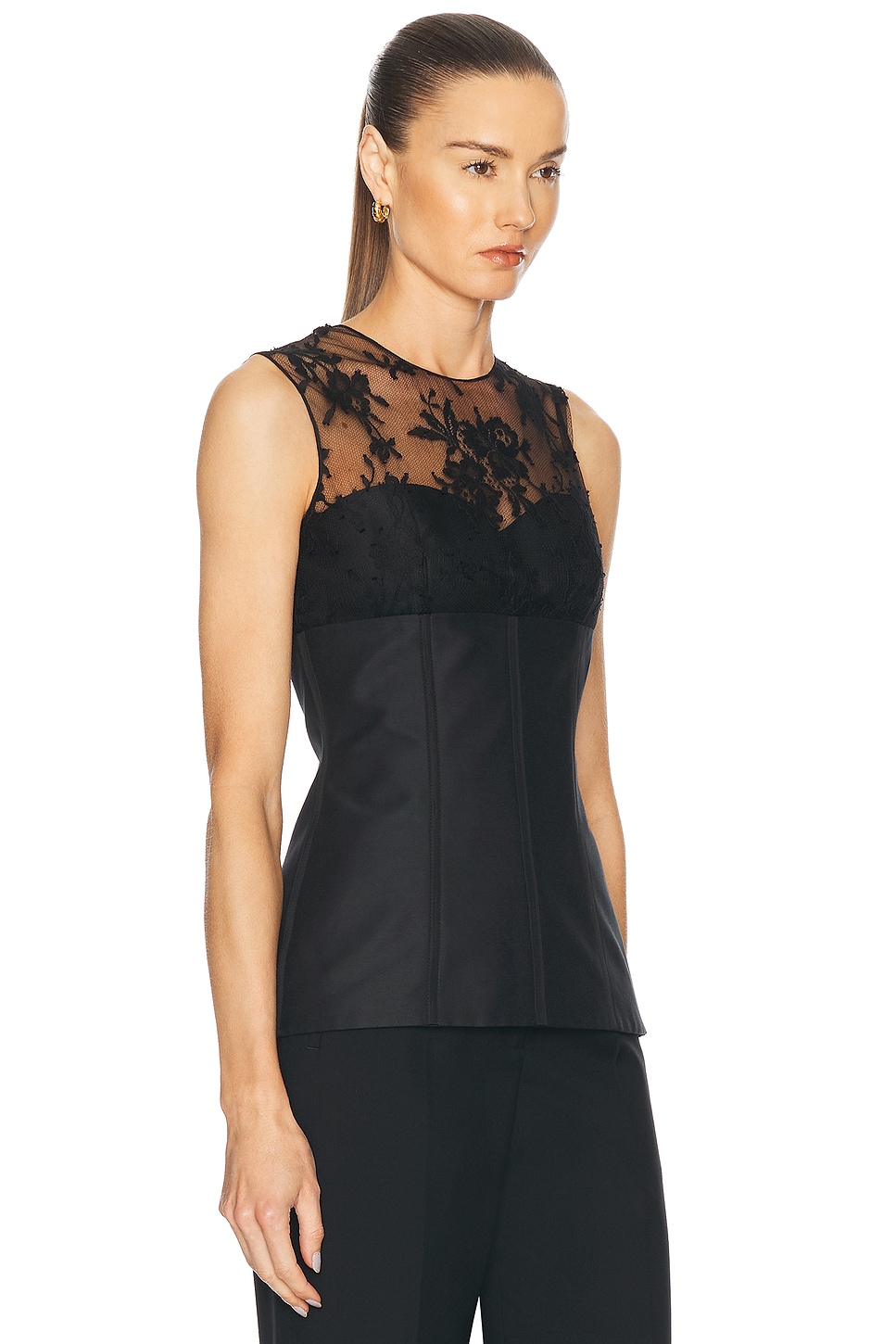 Alexander Mcqueen Lace-paneled Cotton-blend Top