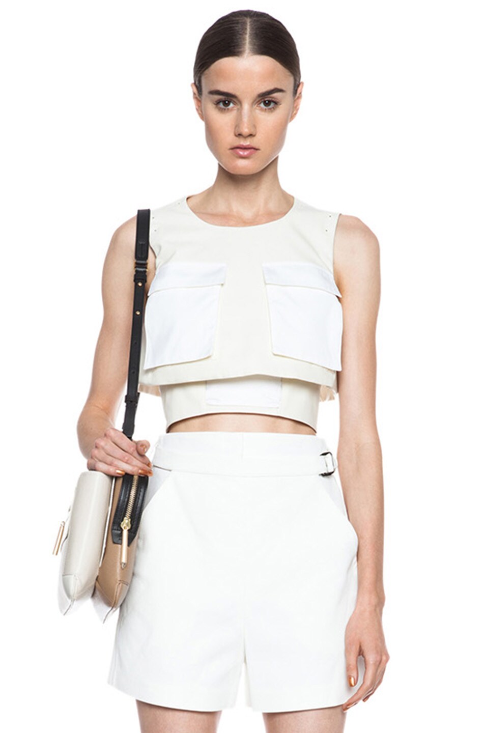 Image 1 of Alexander McQueen Cotton-Blend Cropped Top in Bone & White