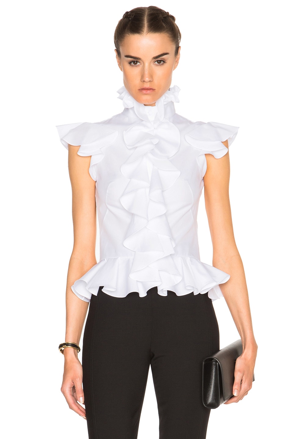 Image 1 of Alexander McQueen Ruffle Peplum Shirt in White