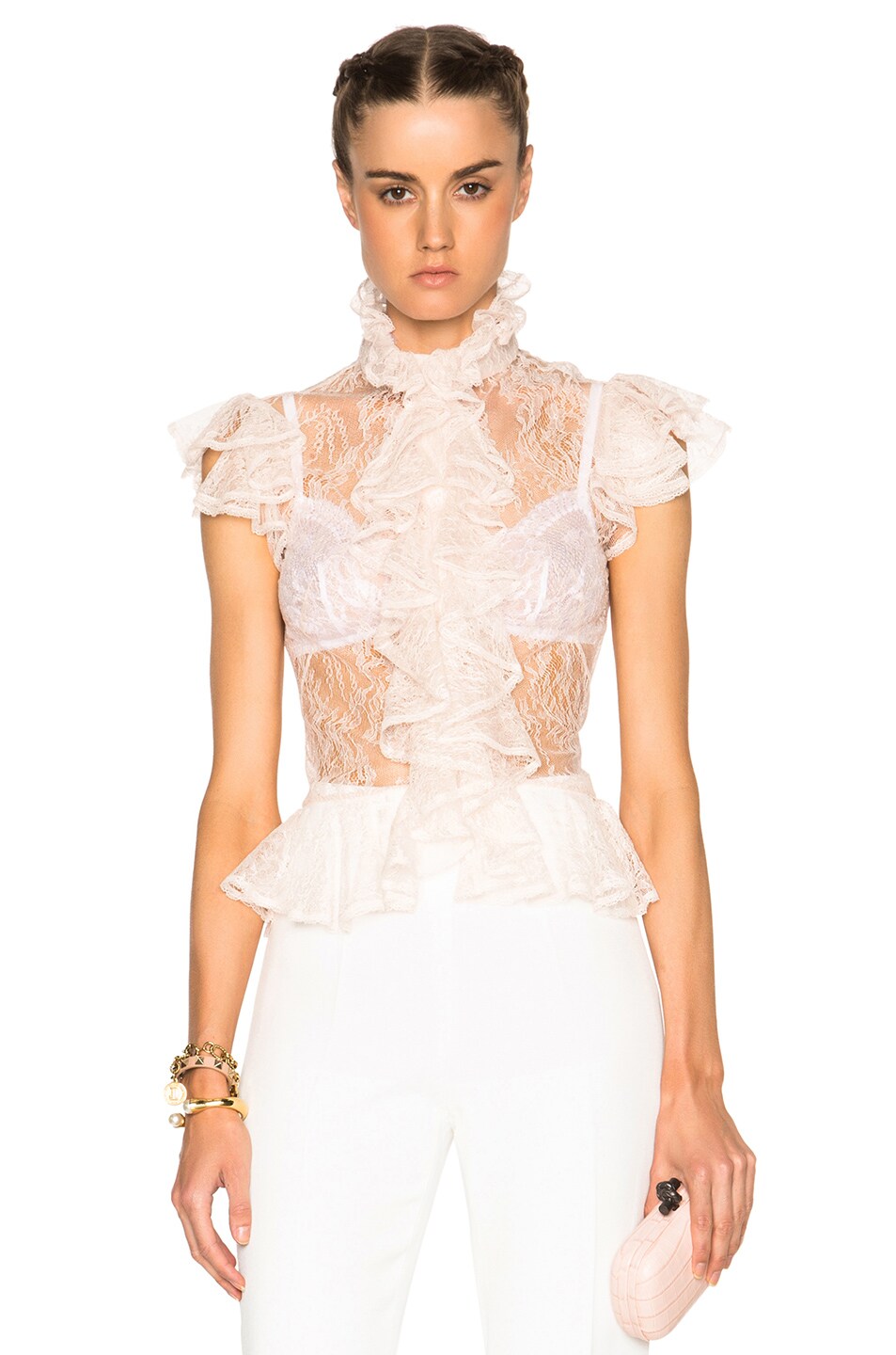 Image 1 of Alexander McQueen Ruffle Blouse in Powder