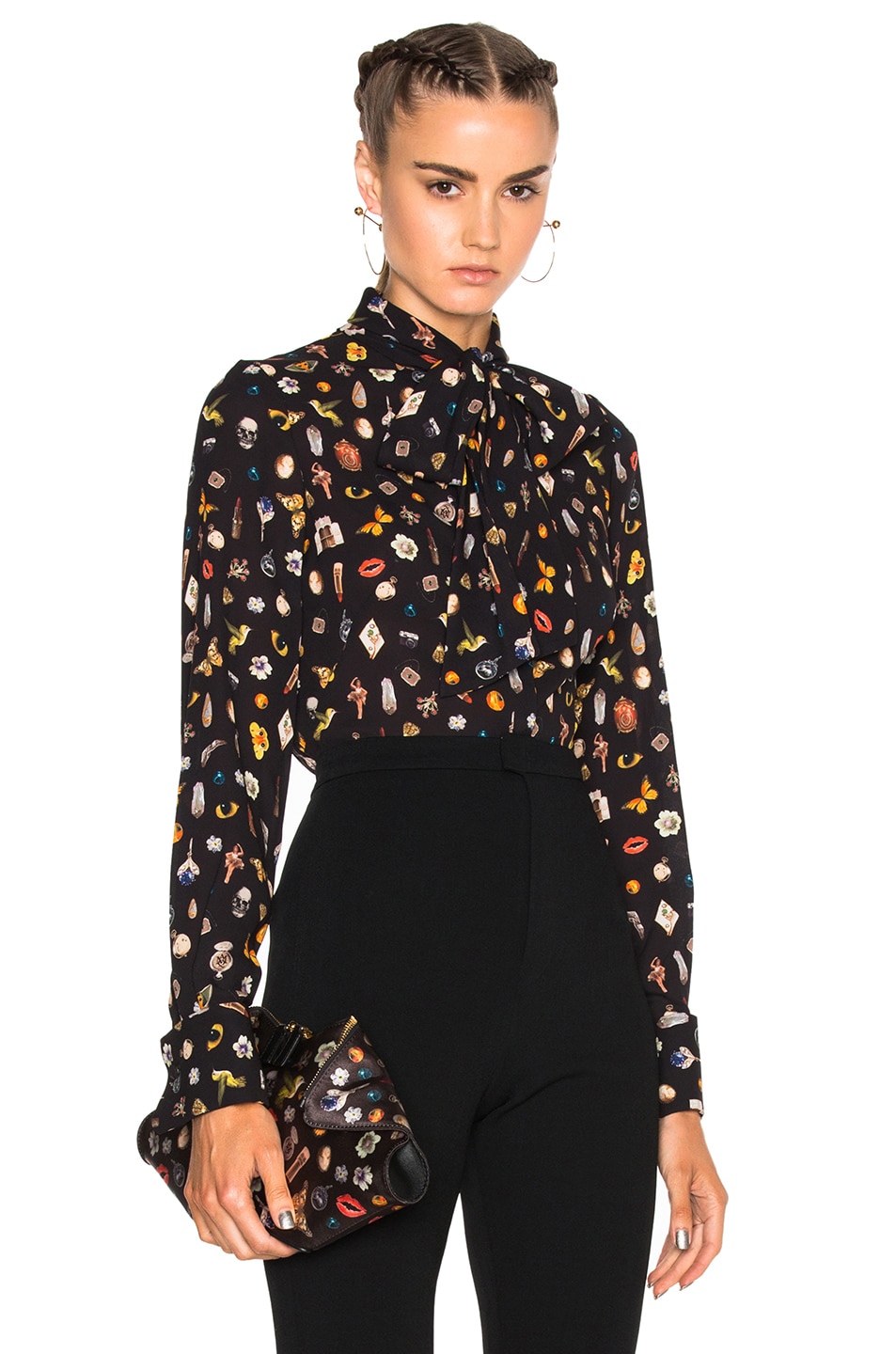 Image 1 of Alexander McQueen Obsess Scarf Blouse in Black Mix