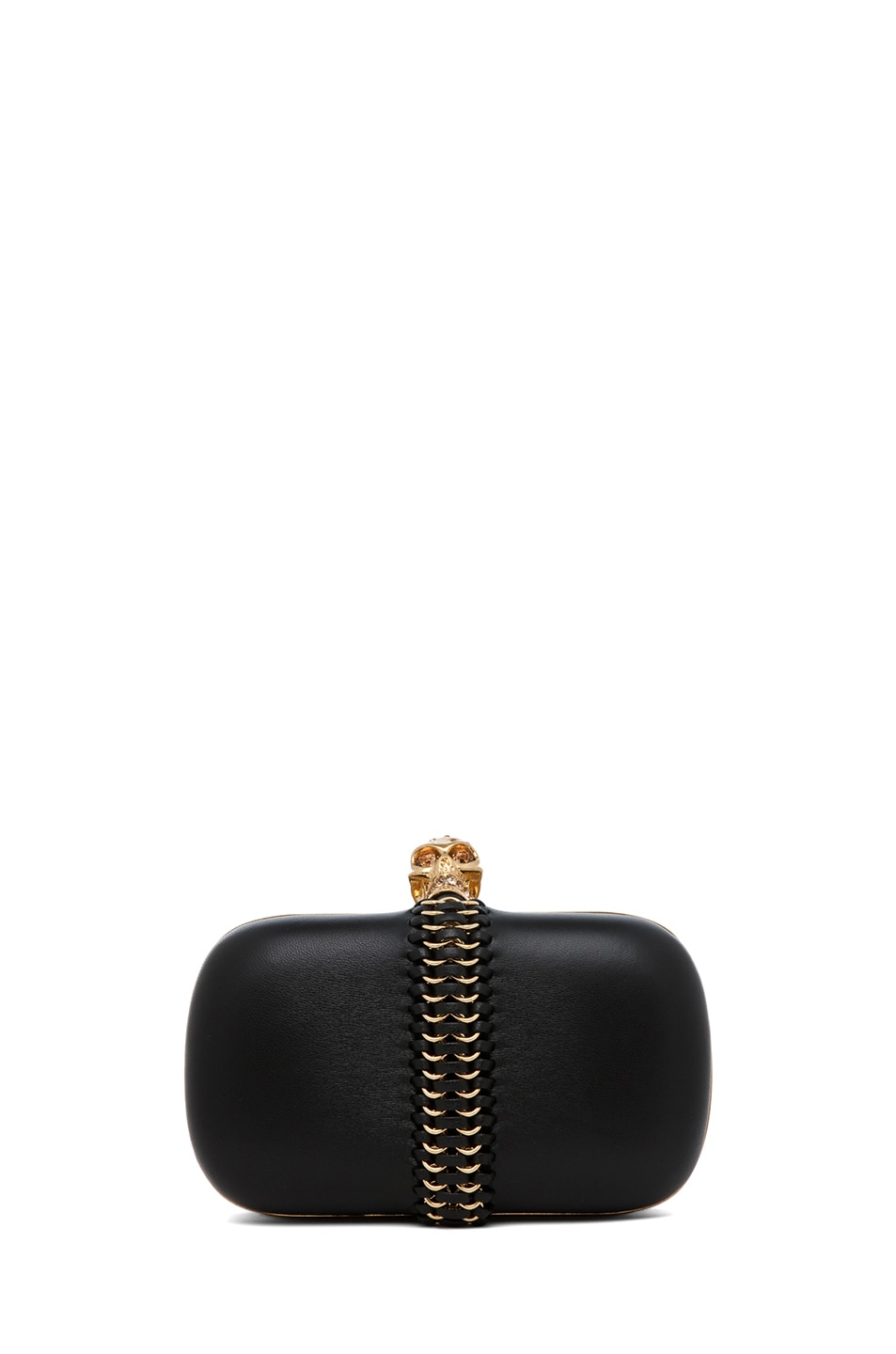 Image 1 of Alexander McQueen Classic Leather Skull Box Clutch in Black