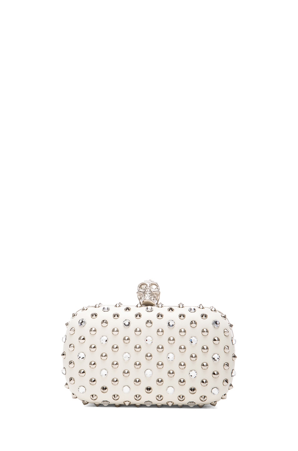 Image 1 of Alexander McQueen Classic Studded Skull Clutch with Swarovski Crystals in Old Bone