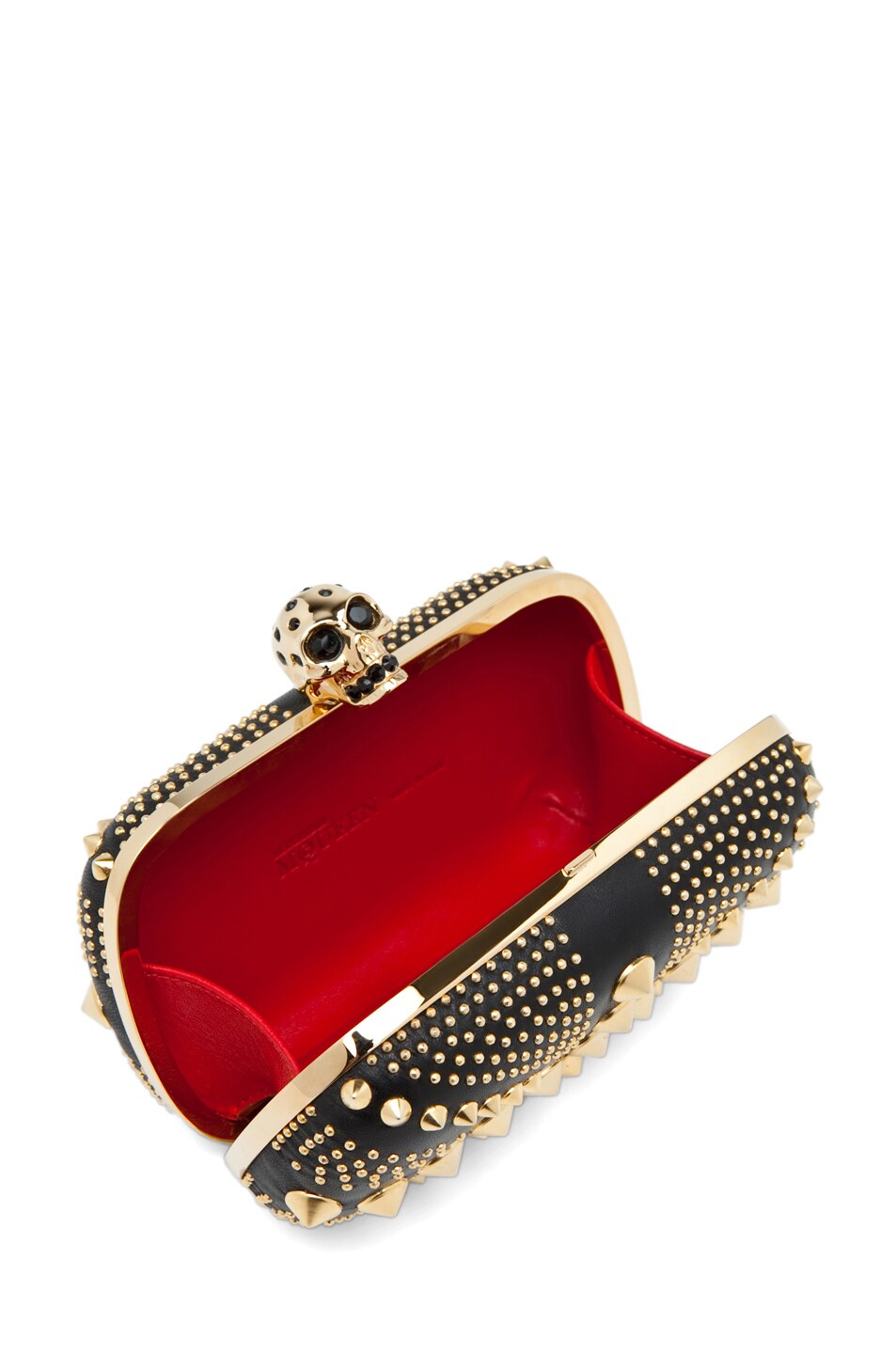 alexander mcqueen black skull clutch