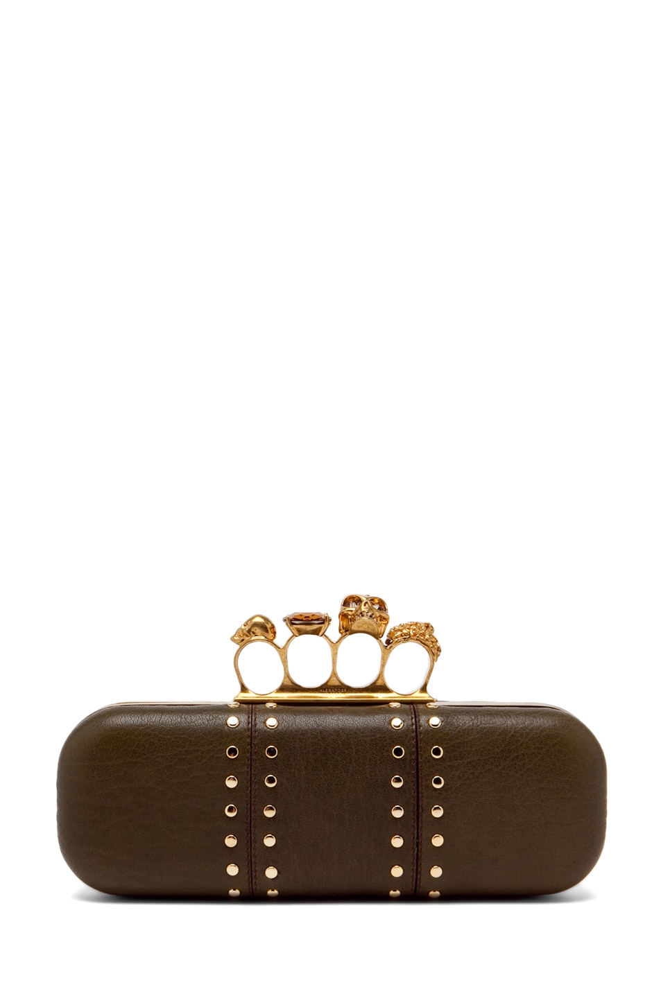 Image 1 of Alexander McQueen Knuckle Box Clutch in Olive Green