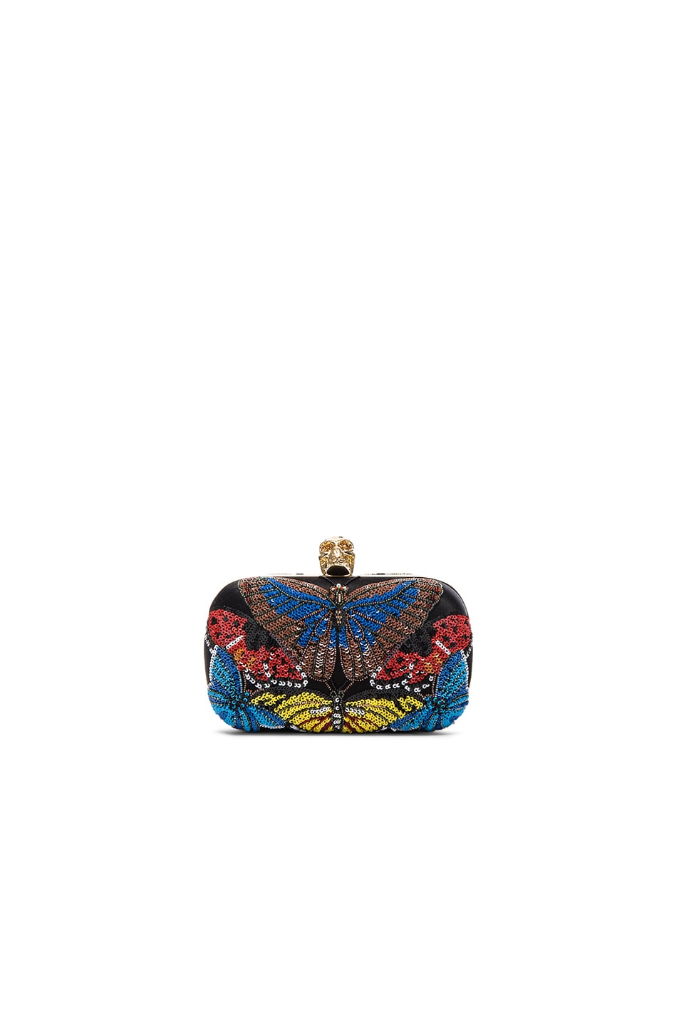 Image 1 of Alexander McQueen Butterfly Skull Clutch with Chain in Black & Multi