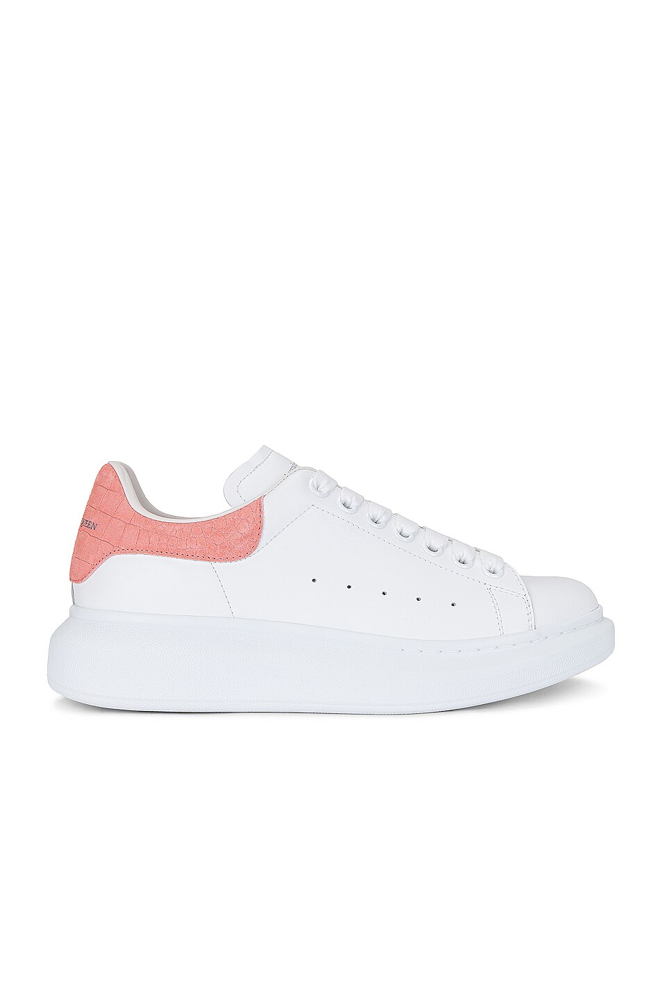 Image 1 of Alexander McQueen Leather & Rubber Sneakers in White & Rose Quartz