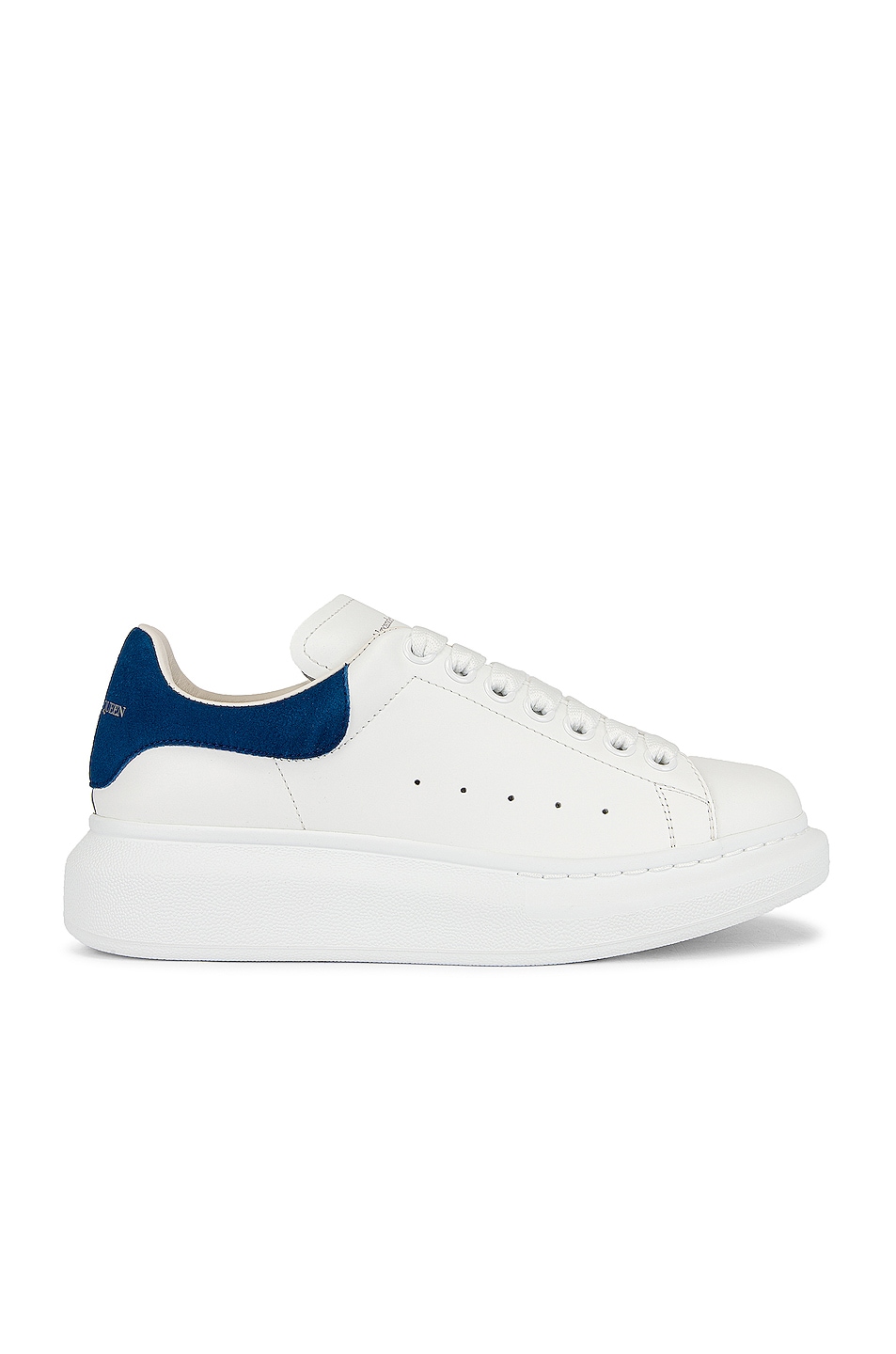 Image 1 of Alexander McQueen Lace Up Sneakers in White & Paris Blue