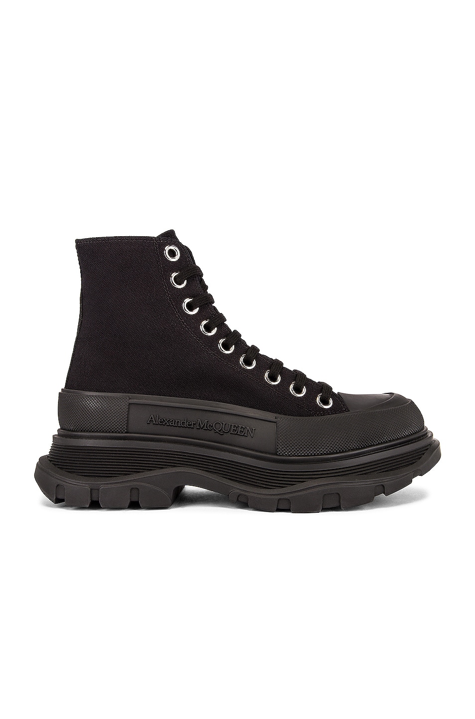 Image 1 of Alexander McQueen Tread Slick Boots in Black & Black