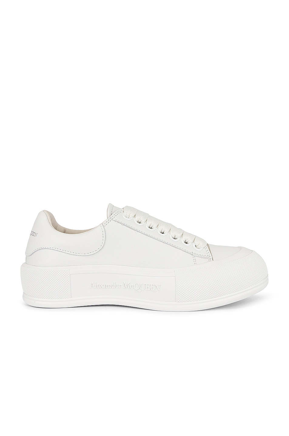 Image 1 of Alexander McQueen Lace Up Round Sneakers in Optical White