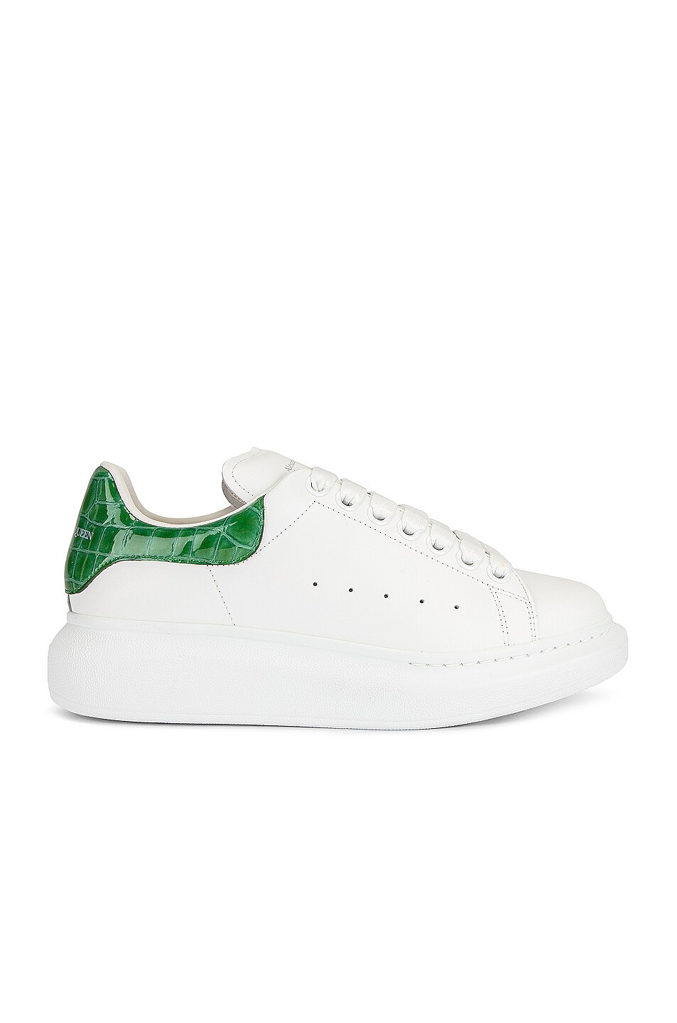 Image 1 of Alexander McQueen Lace Up Sneakers in White & Chrome Green