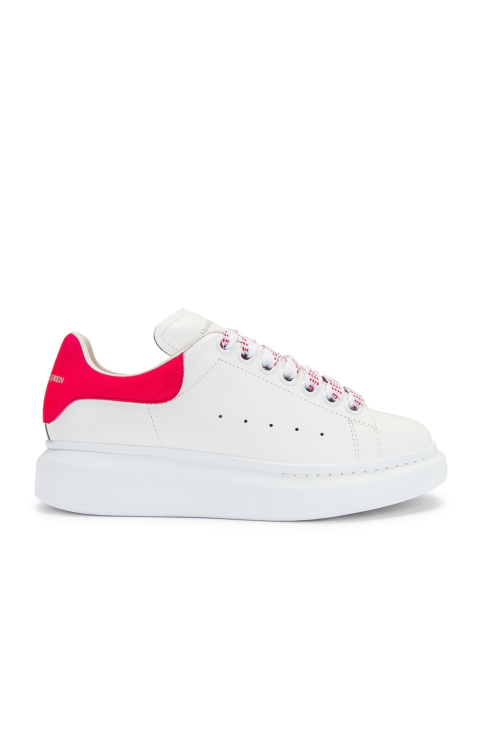 Image 1 of Alexander McQueen Leather Sneakers in White & Peony Pink