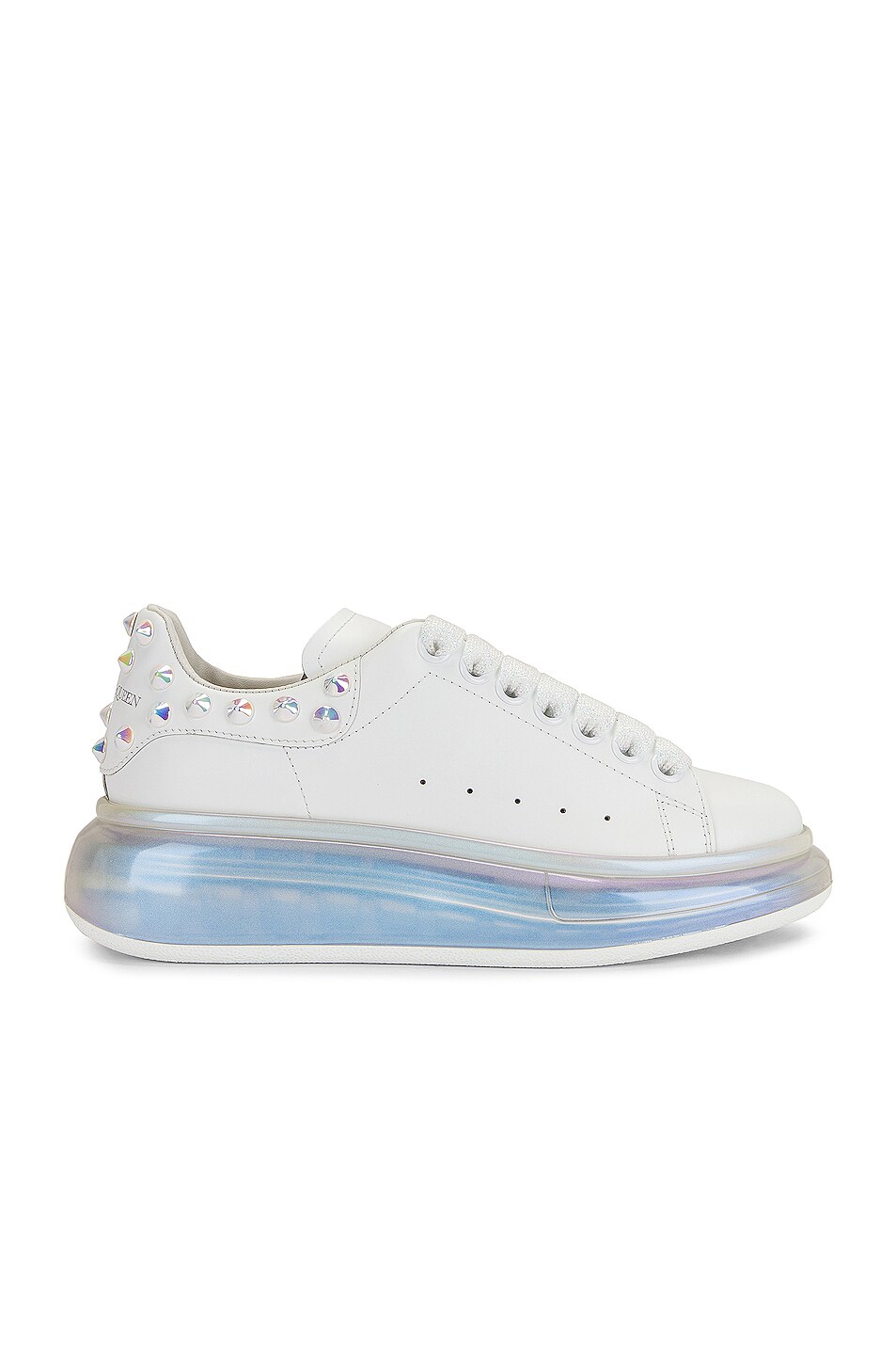 Image 1 of Alexander McQueen Leather Studs Sneakers in White & Pearl