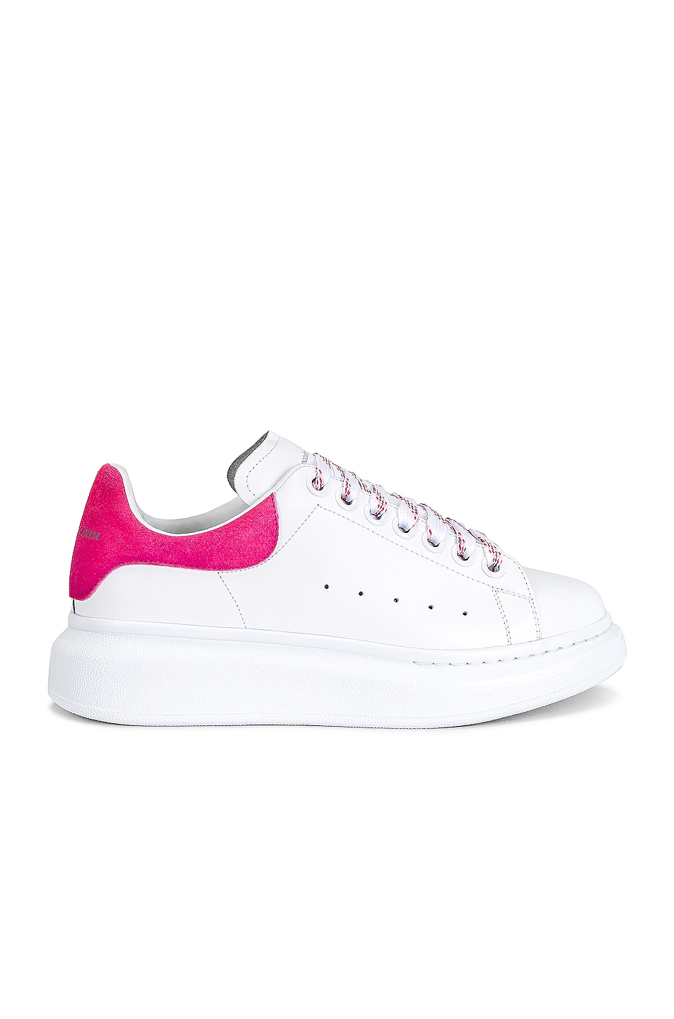 Image 1 of Alexander McQueen Oversized Sneakers in White & Neon Pink