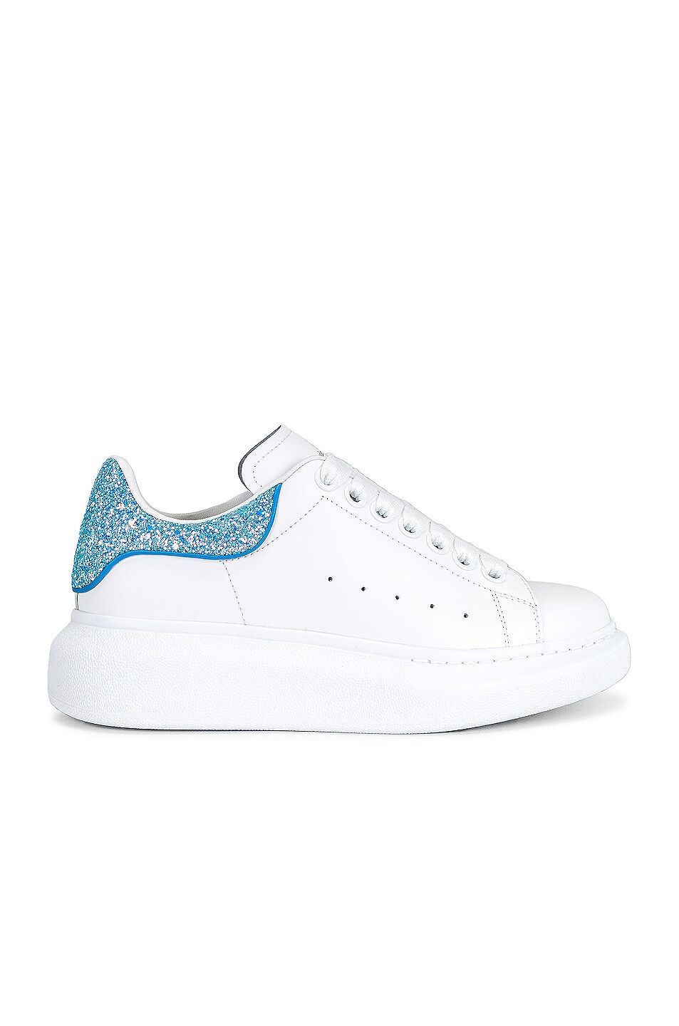 Image 1 of Alexander McQueen Oversized Sneakers in White & Cerulean Blue