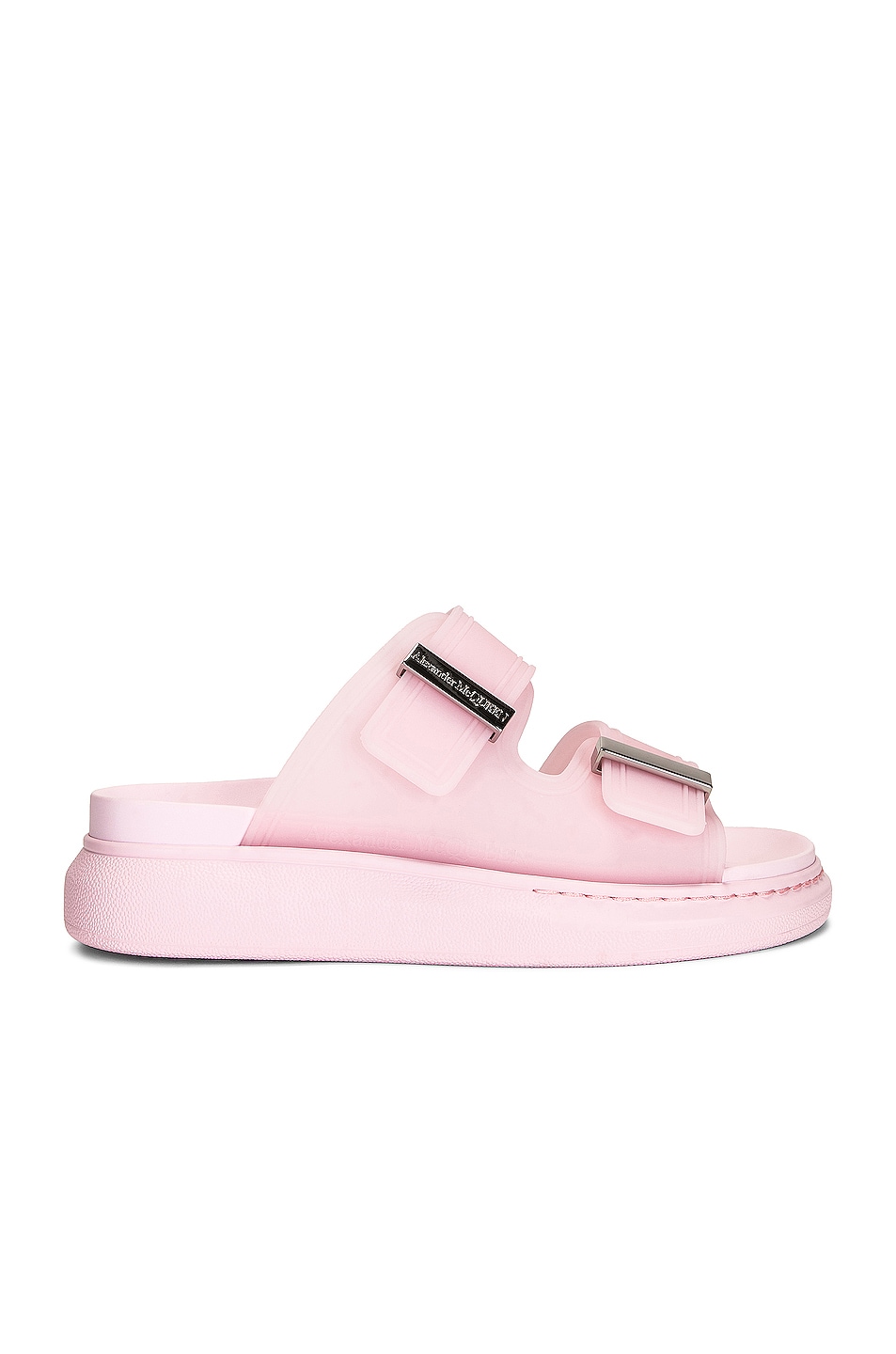 Image 1 of Alexander McQueen Flat Rubber Sandals in Pale Ice Pink & Silver