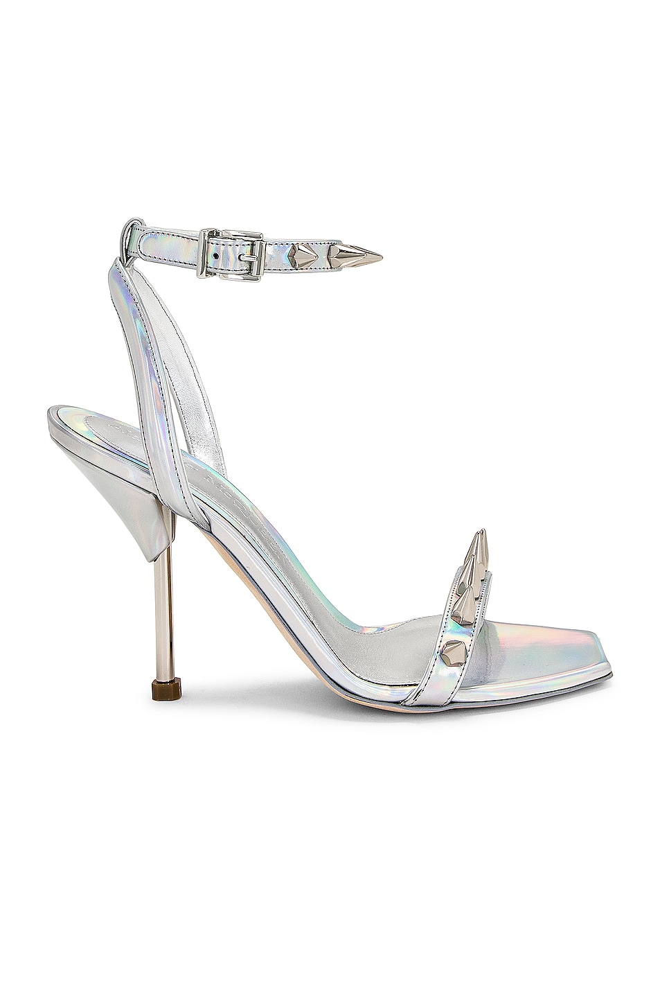 Image 1 of Alexander McQueen Spike High Heel Sandals in Silver Holographic & Silver