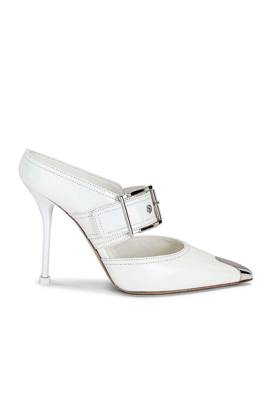Image 1 of Alexander McQueen Boxcar Leather Heels in New Ivory & Silver