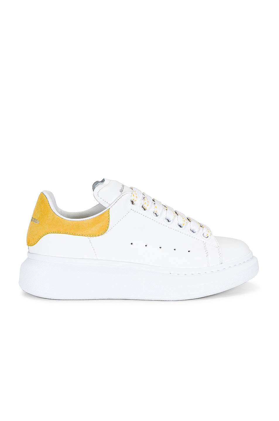 Image 1 of Alexander McQueen Low Top Runner Sneakers in White & Pop Yellow