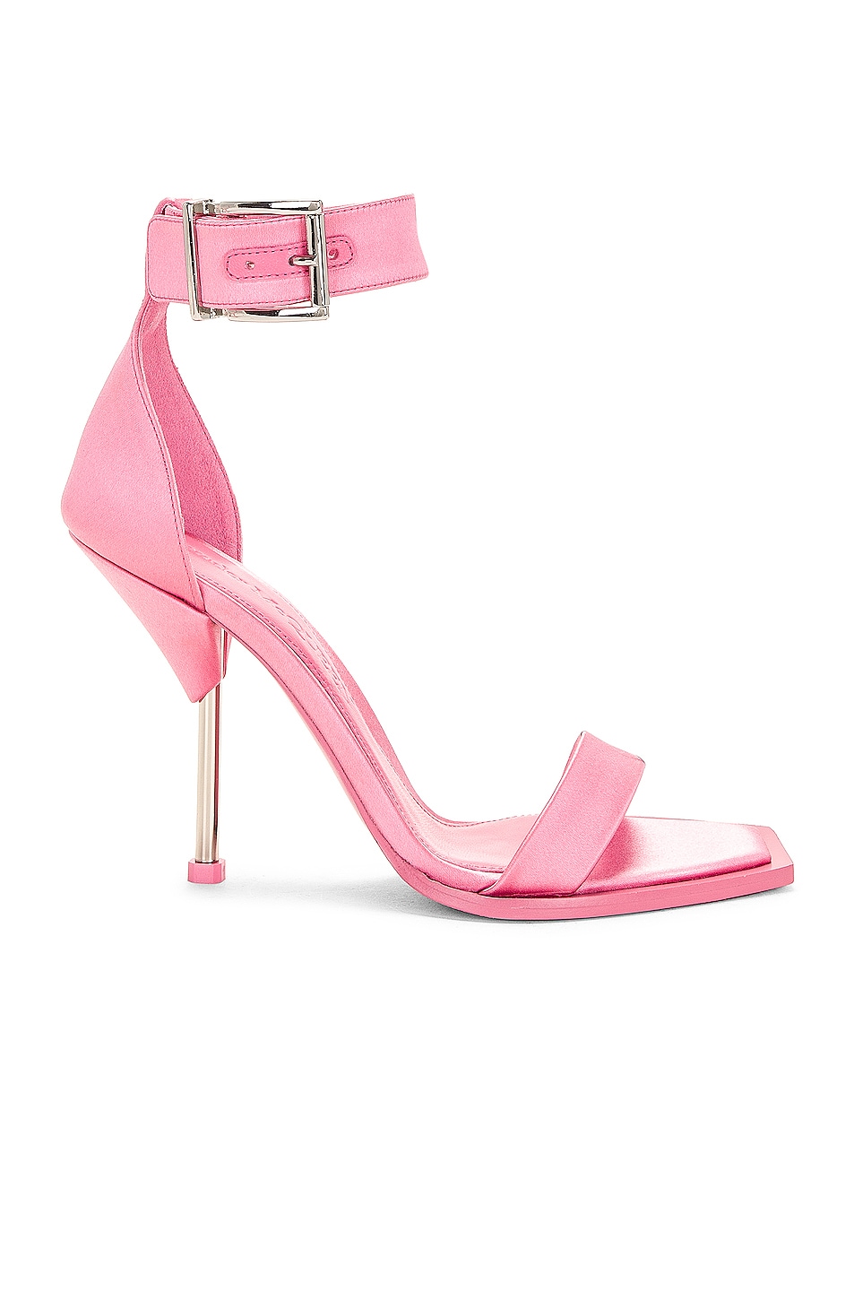Image 1 of Alexander McQueen Satin Sandal in Sugar Pink & Silver