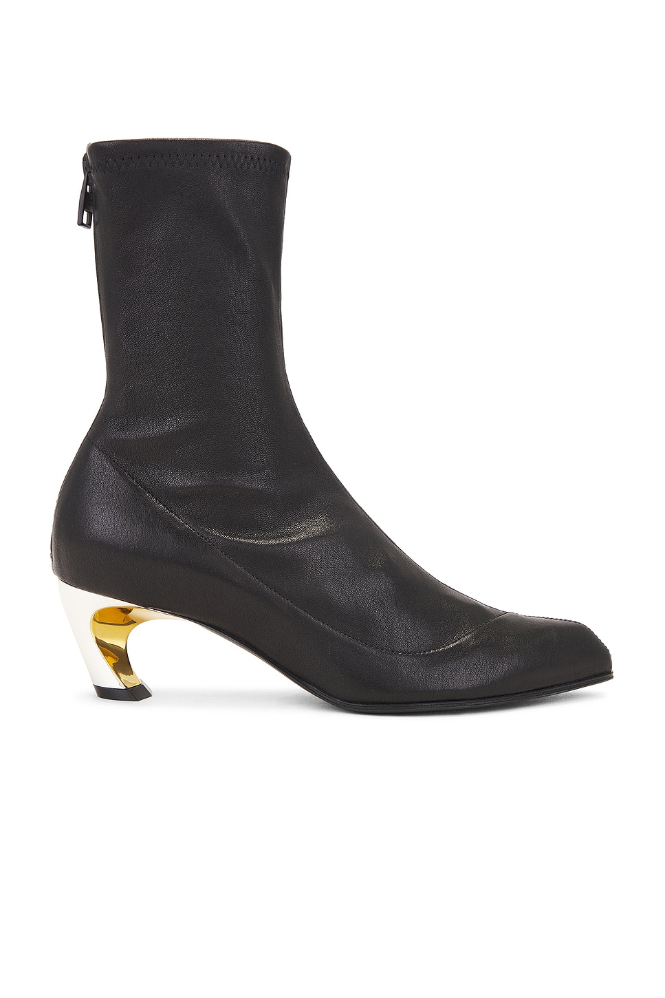 Image 1 of Alexander McQueen Leather Sock Boot in Black, Silver, & Gold