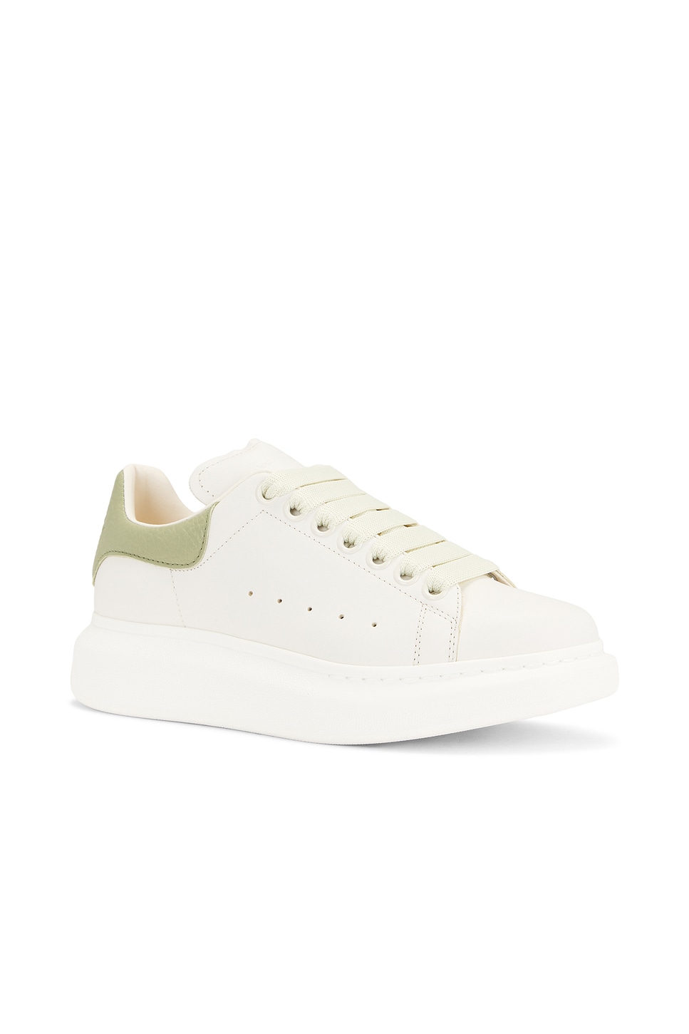 Alexander Mcqueen Oversized Leather Low-top Sneakers In Off White & Green