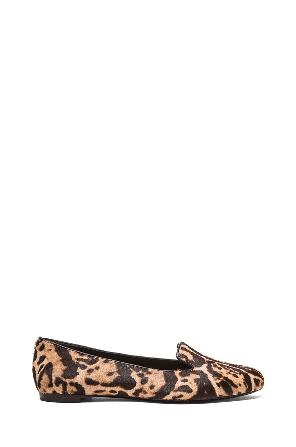 Image 1 of Alexander McQueen Leopard Calf Hair Slippers in Camel & Black