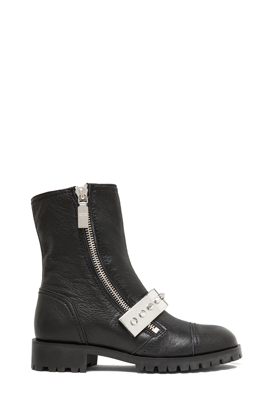 Image 1 of Alexander McQueen Calfskin Leather Boots in Black & Silver