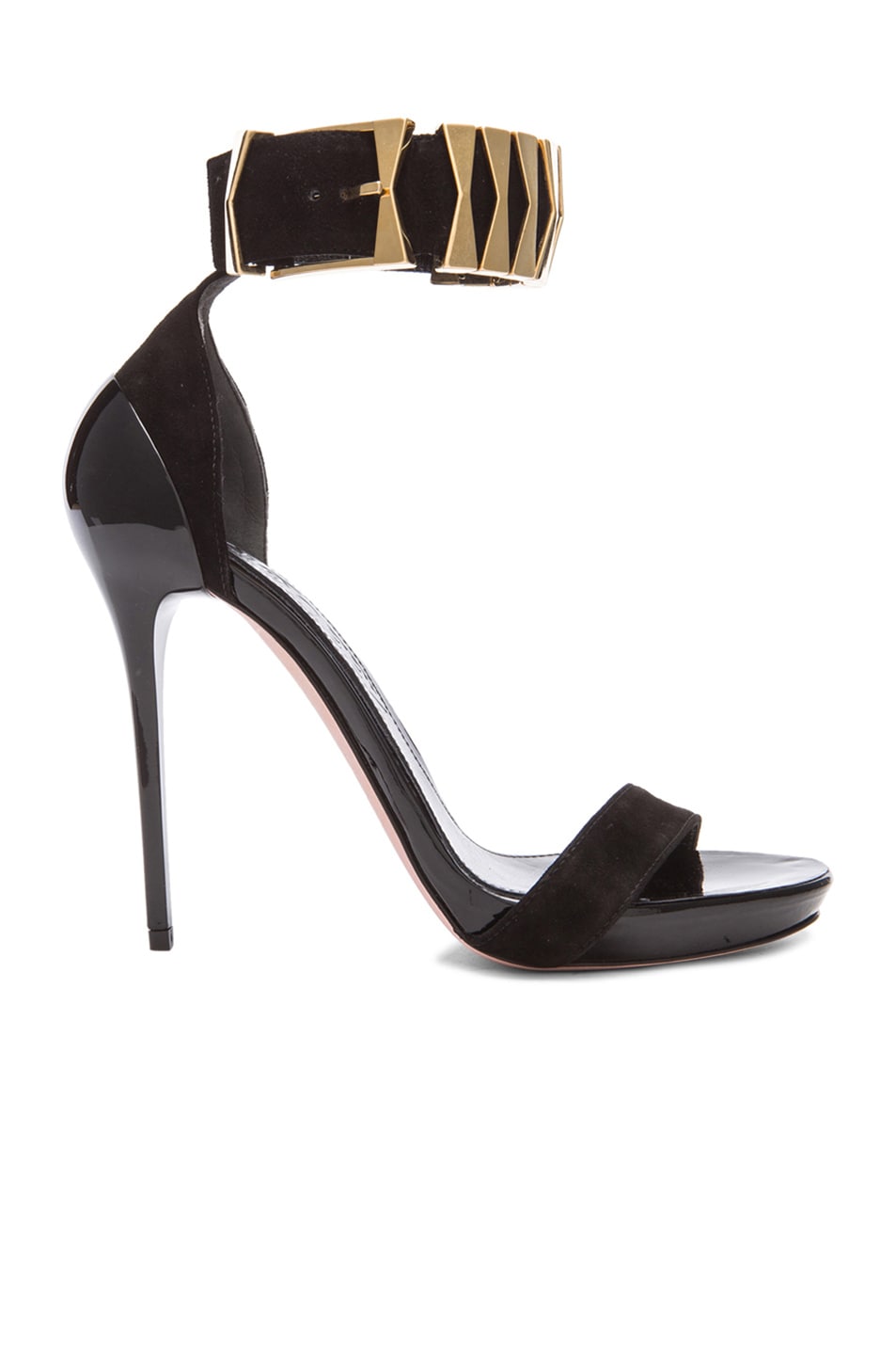 Image 1 of Alexander McQueen Belted Ankle Strap Suede Sandals in Black