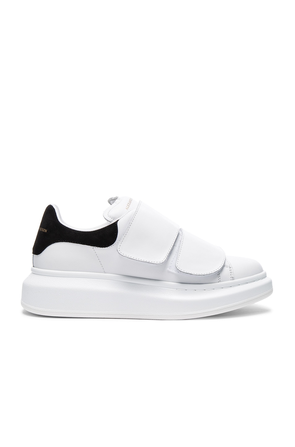 Image 1 of Alexander McQueen Velcro Platform Sneakers in White & Black