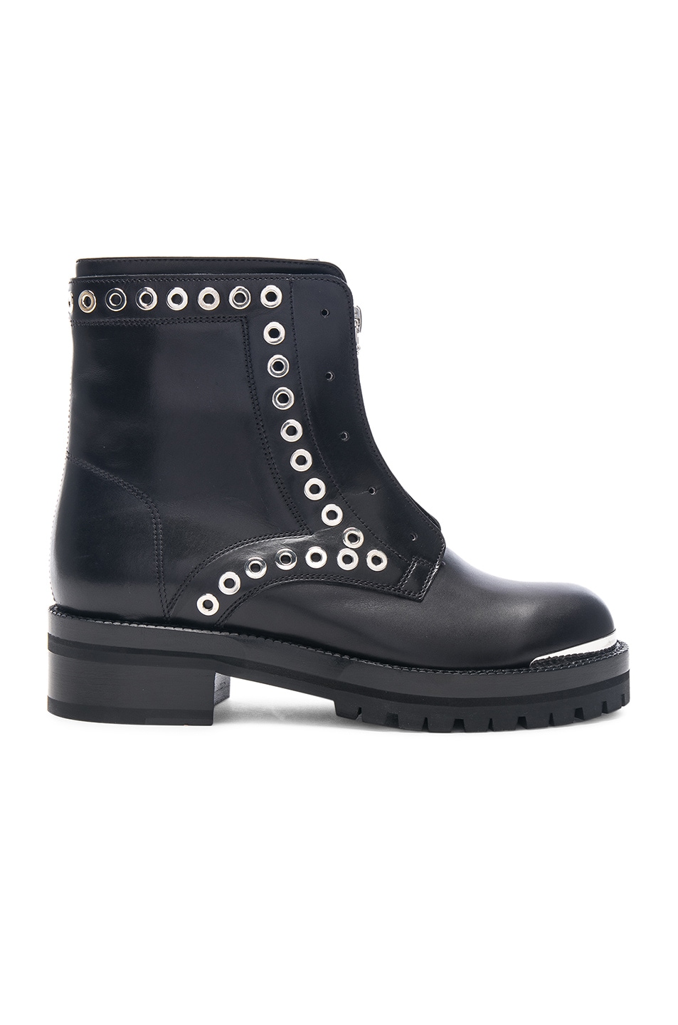 Image 1 of Alexander McQueen Eyelet Zip Up Leather Boots in Black