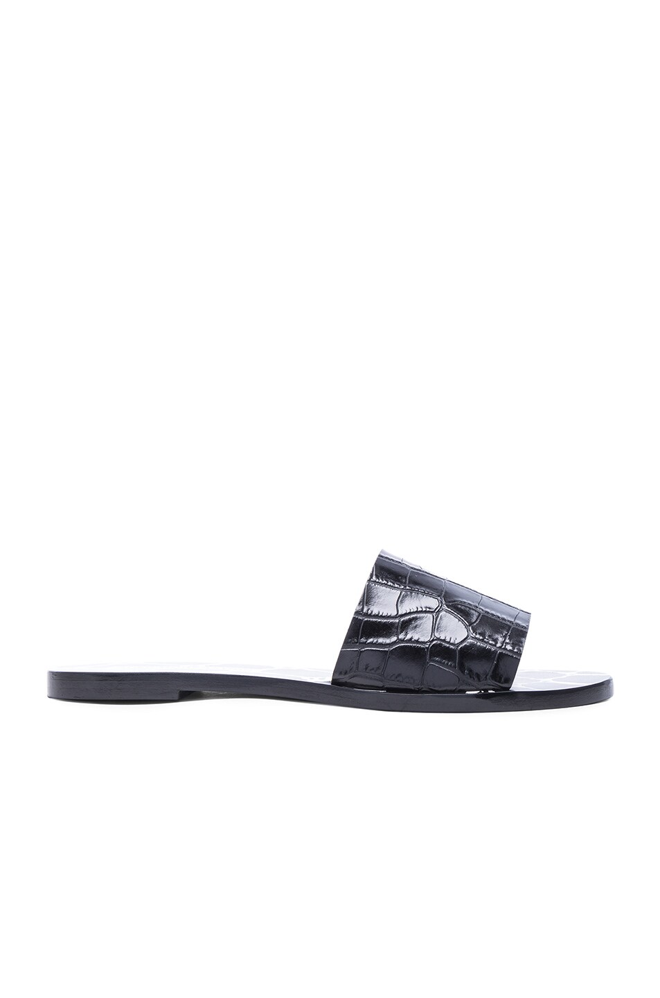 Image 1 of Avec Moderation Coccodrillo Leather Open Sandals in Black