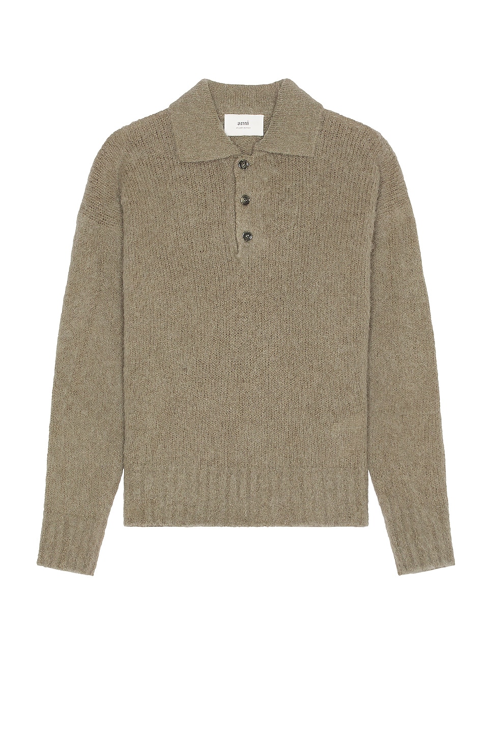 Image 1 of ami Hairy Light Polo in Taupe