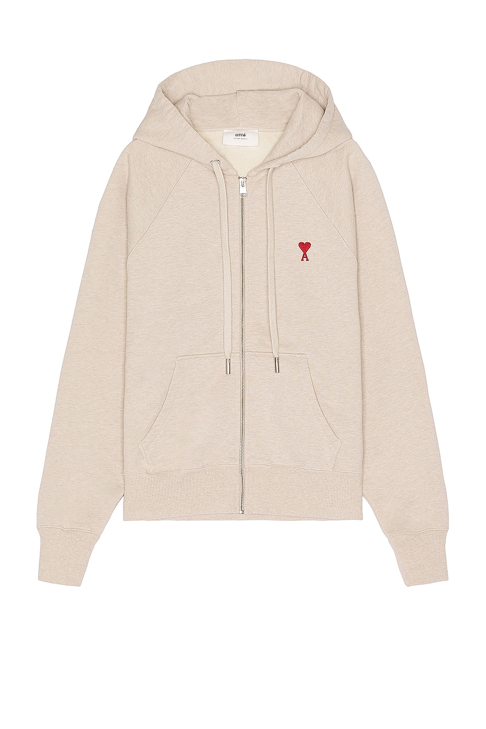 Image 1 of ami ADC Zipped Hoodie in Heather Light Beige