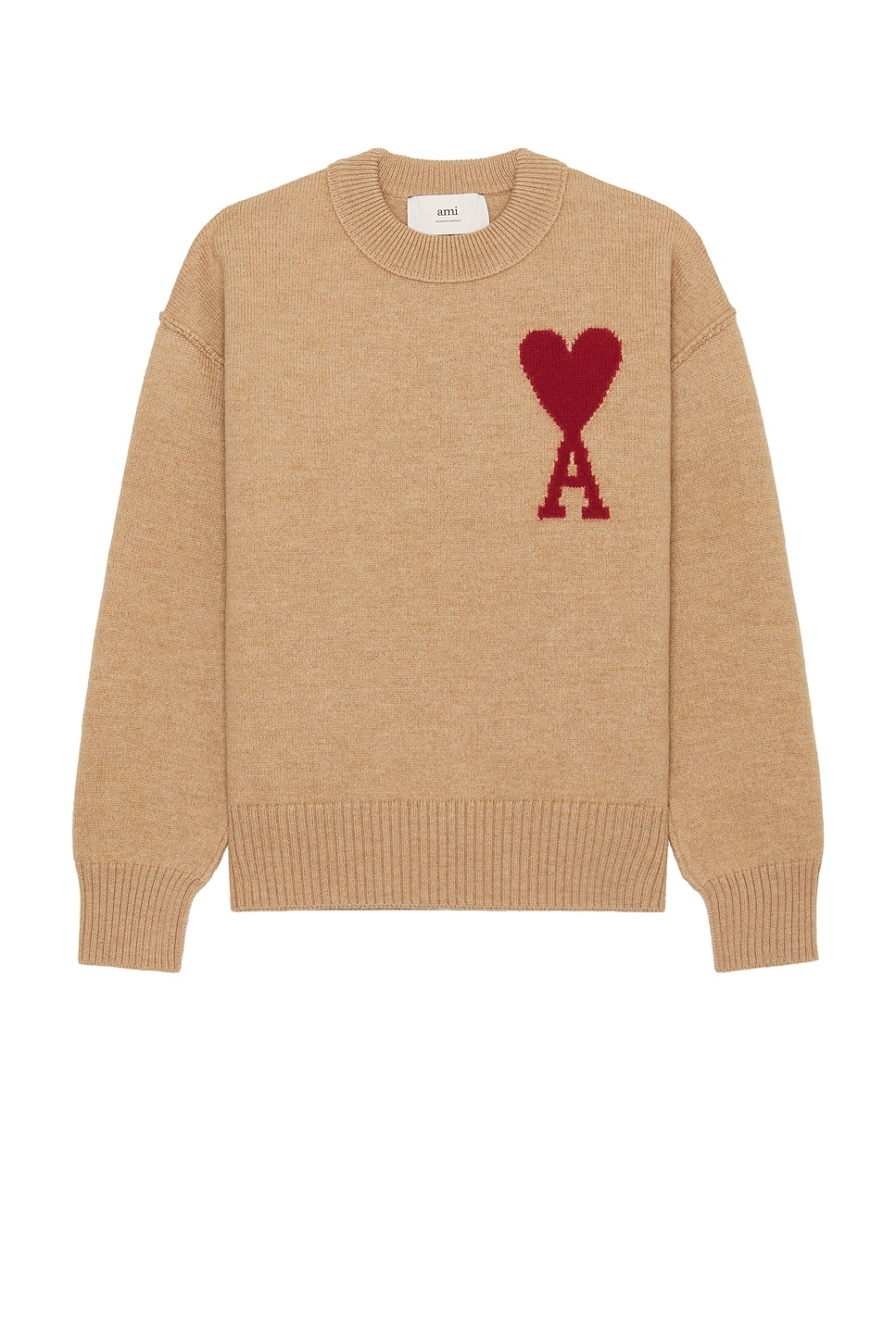 Image 1 of ami Red ADC Sweater in Camel & Red