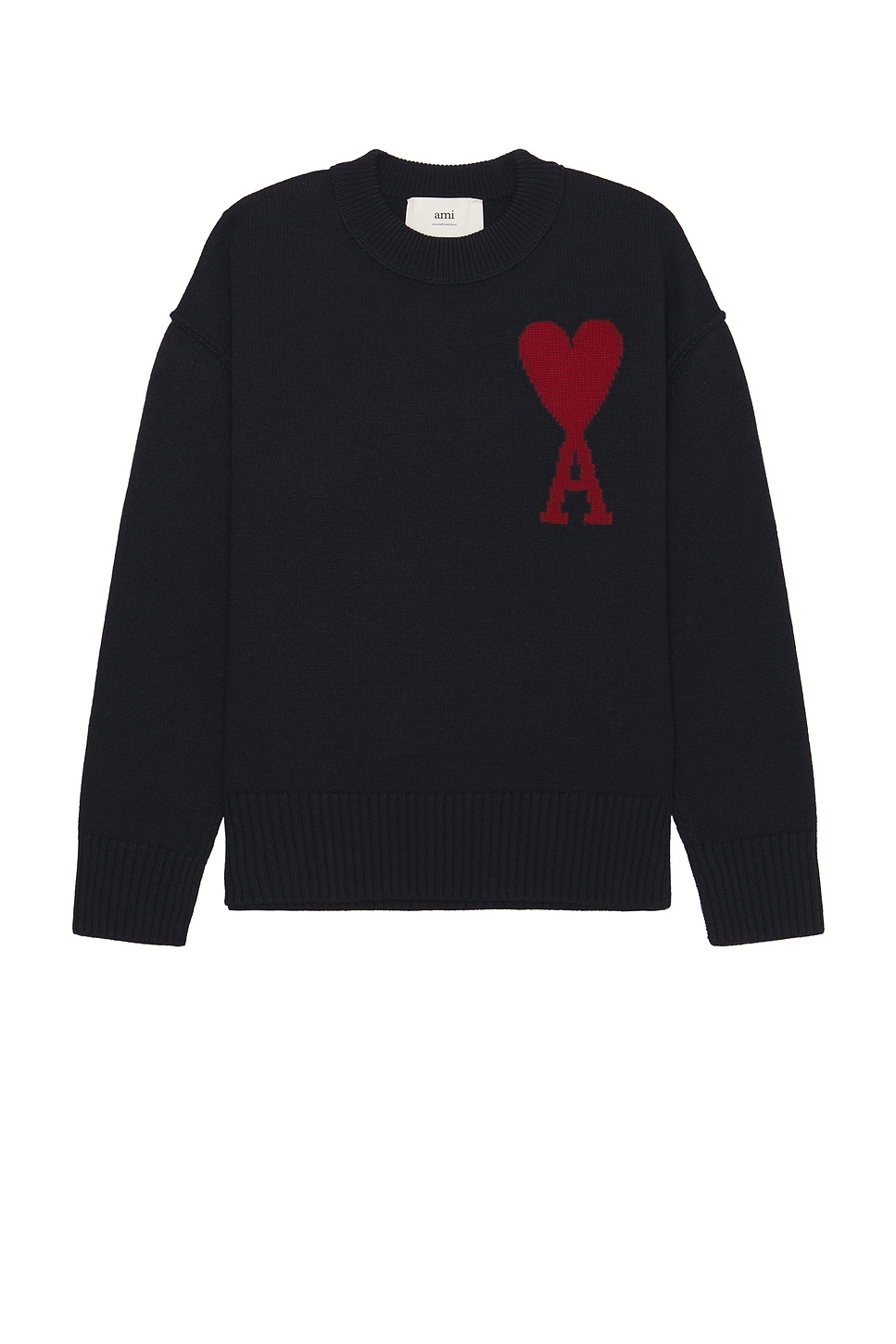 Image 1 of ami Red ADC Sweater in Navy & Red