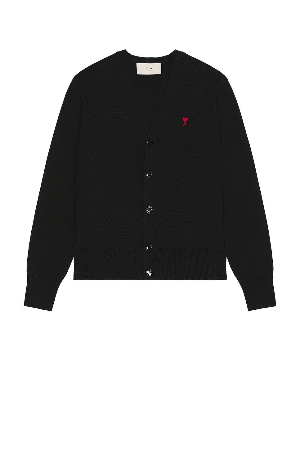 Image 1 of AMI Paris Cardigan in Black & Red