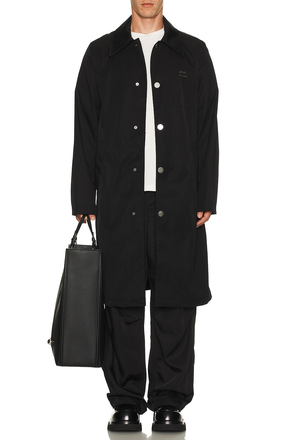 Image 1 of AMI Paris Raincoat in Black