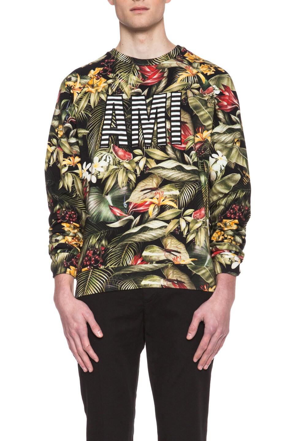 Image 1 of ami Botanical Cotton-Blend Sweatshirt in Tropical Print