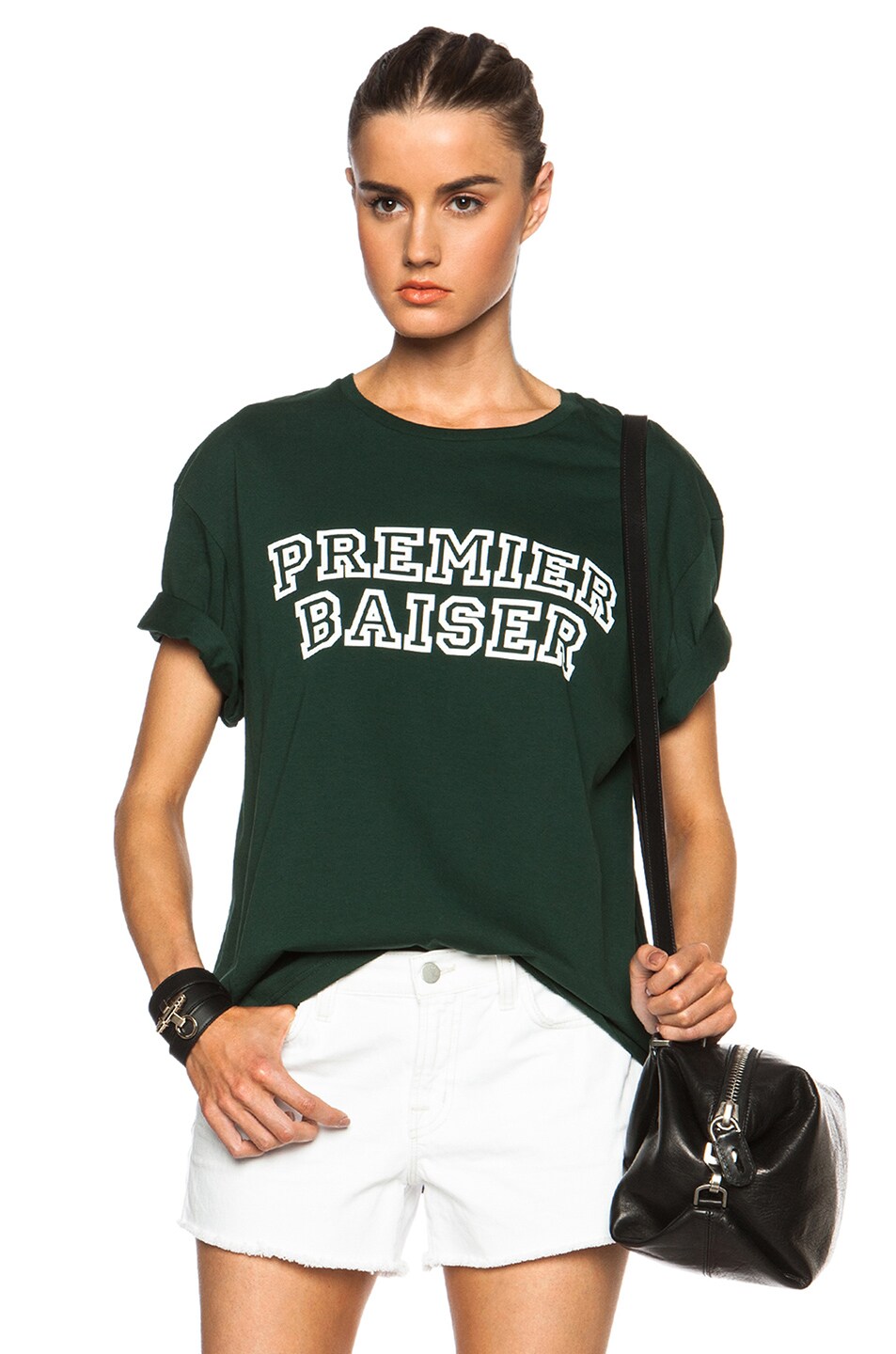 Image 1 of ami Premier Basier Printed Cotton Tee in Green