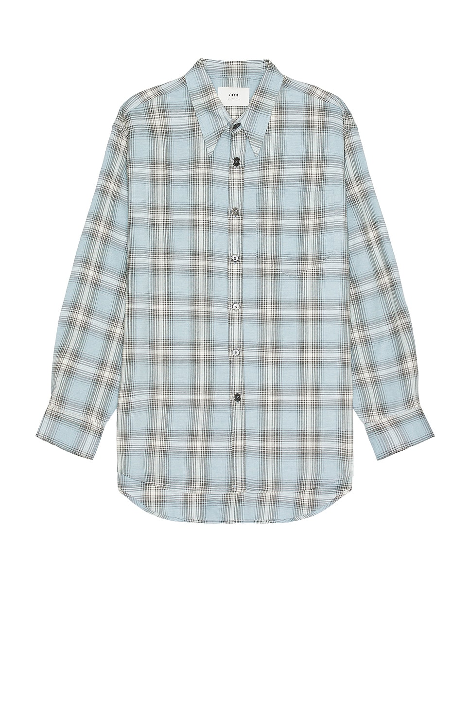 Image 1 of ami Casual Overshirt in Feather Blue & Pearl Grey