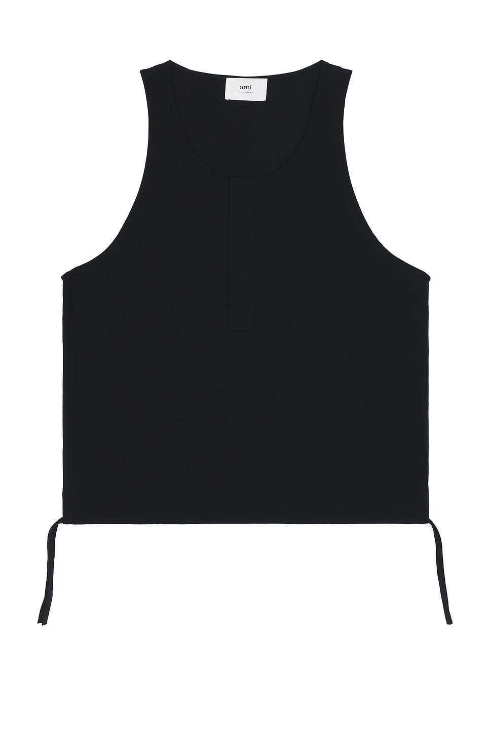 Image 1 of ami Round Collar Tank Shirt in Black