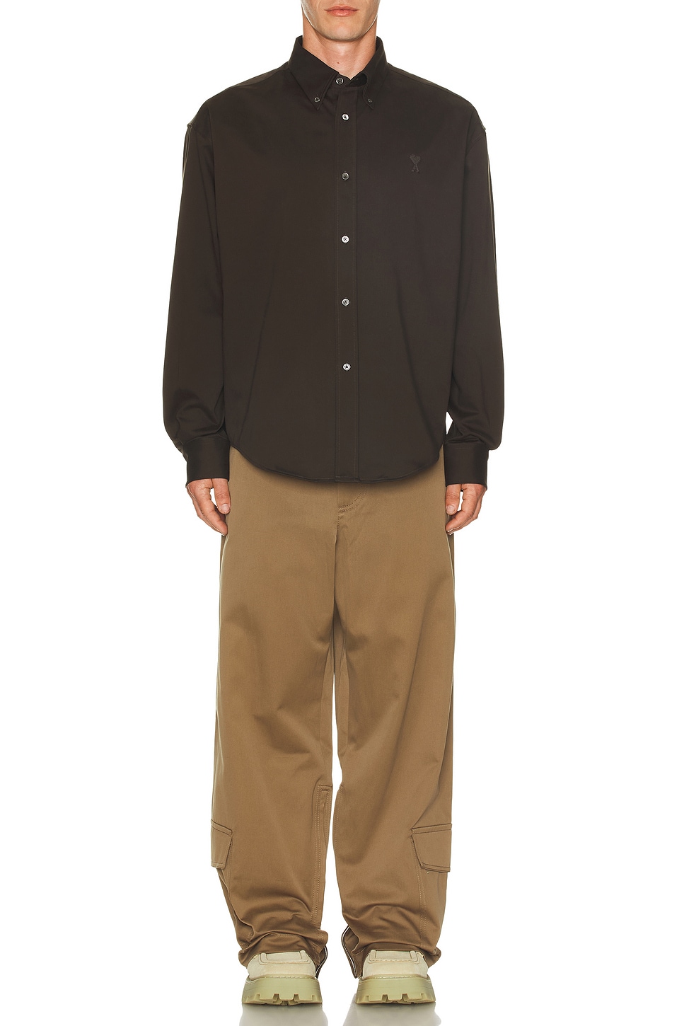 Image 1 of AMI Paris ADC Boxy Fit Shirt in Dark Coffee