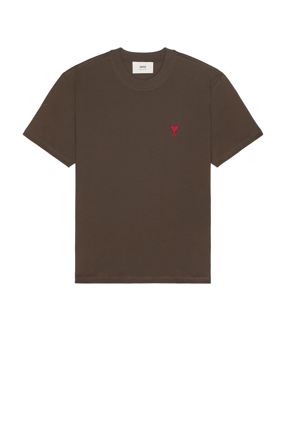 Image 1 of ami Red ADC T-Shirt in Dark Coffee