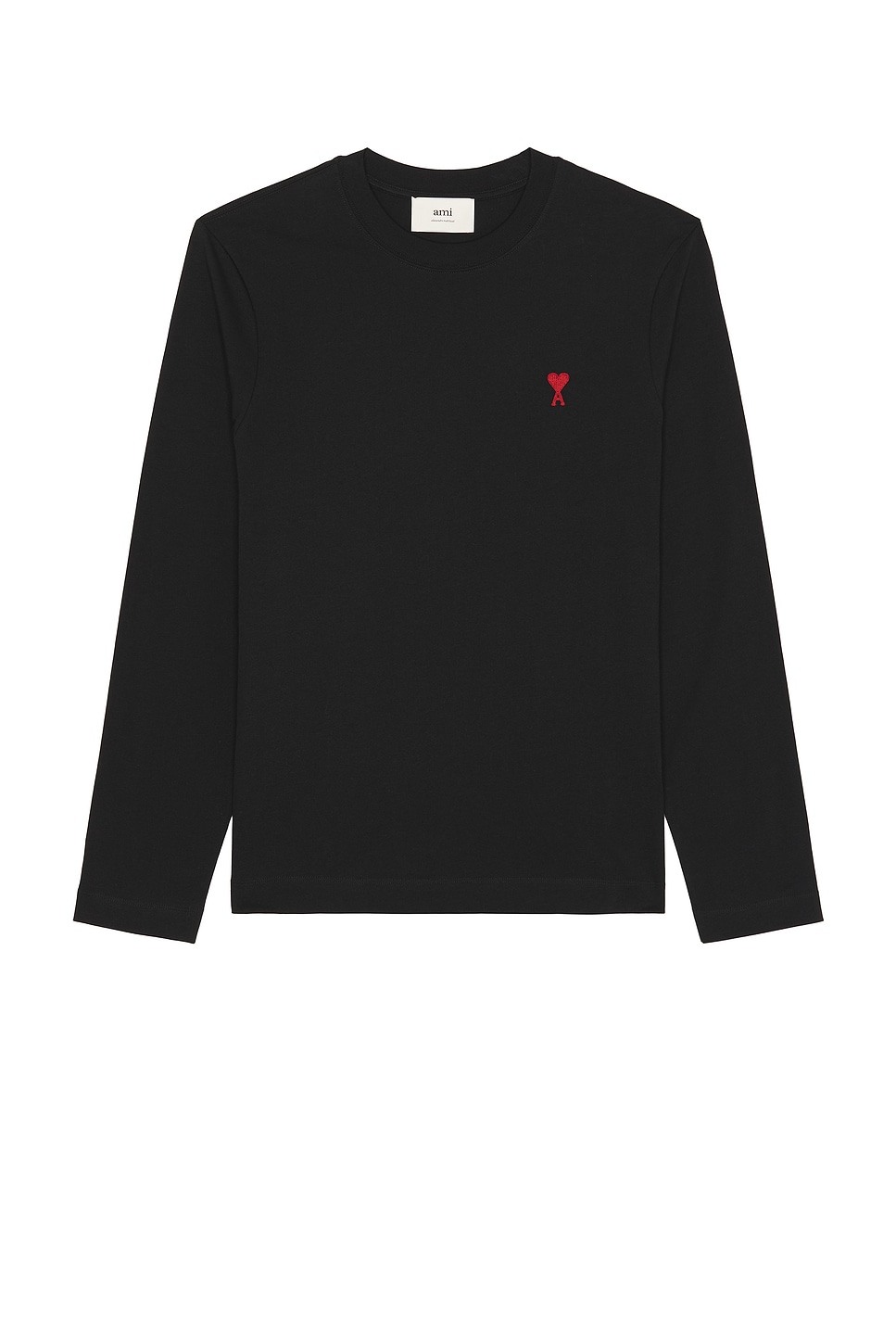 Image 1 of AMI Paris Red ADC Long Sleeve T-Shirt in Black