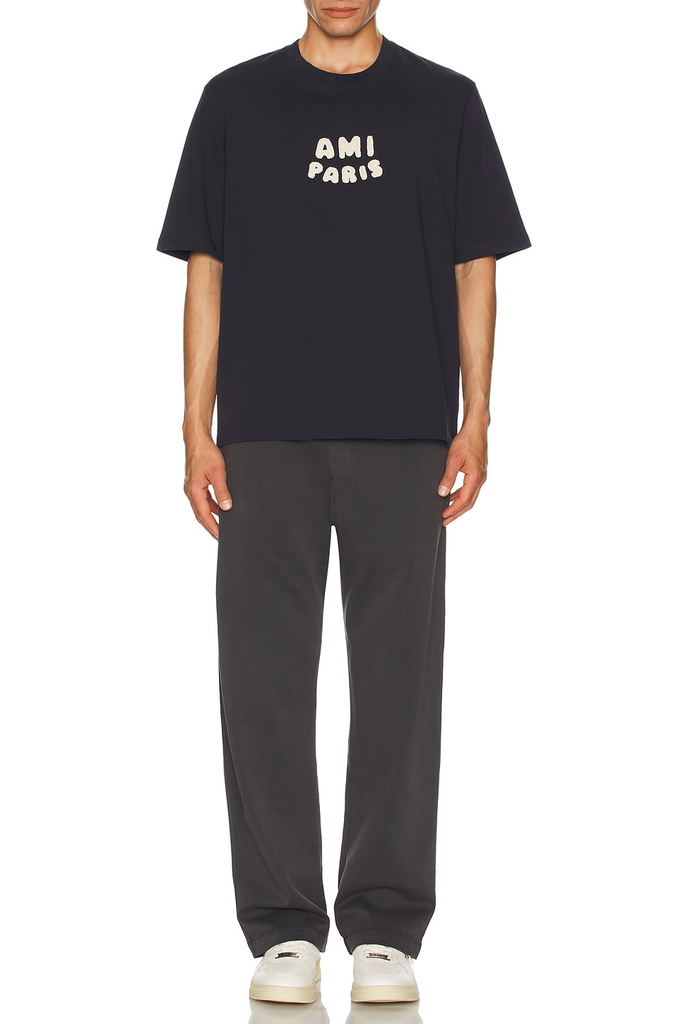 Image 1 of AMI Paris T-Shirt in Navy Blue