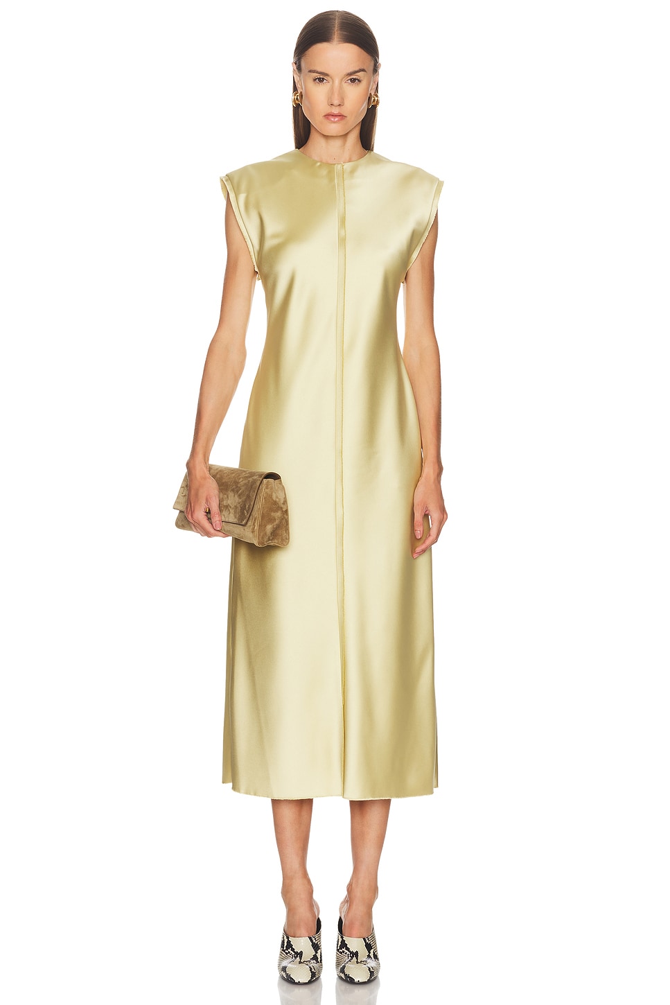 Image 1 of AMI Paris Sleeveless Long Dress in Lime Green