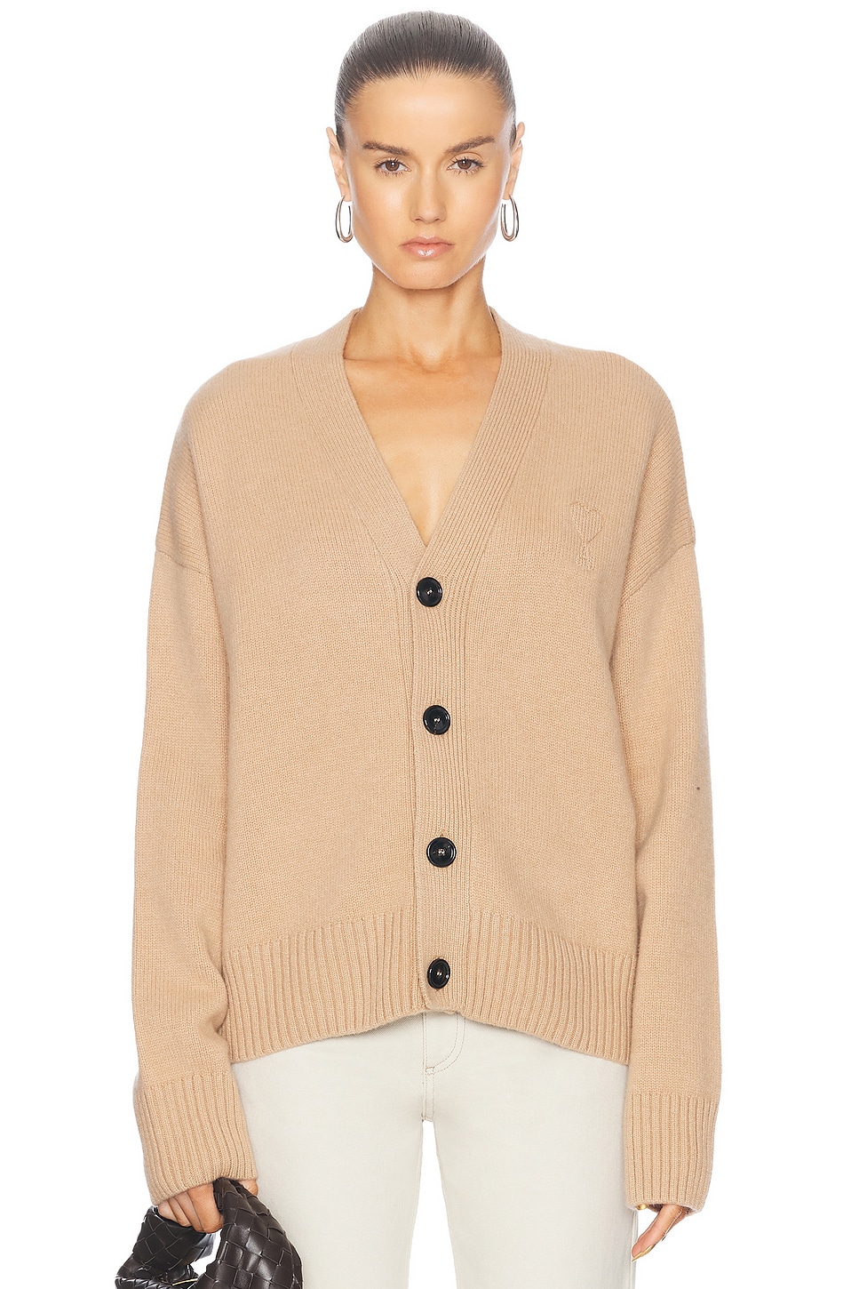 Image 1 of ami Embossed Adc Cardigan in Nude